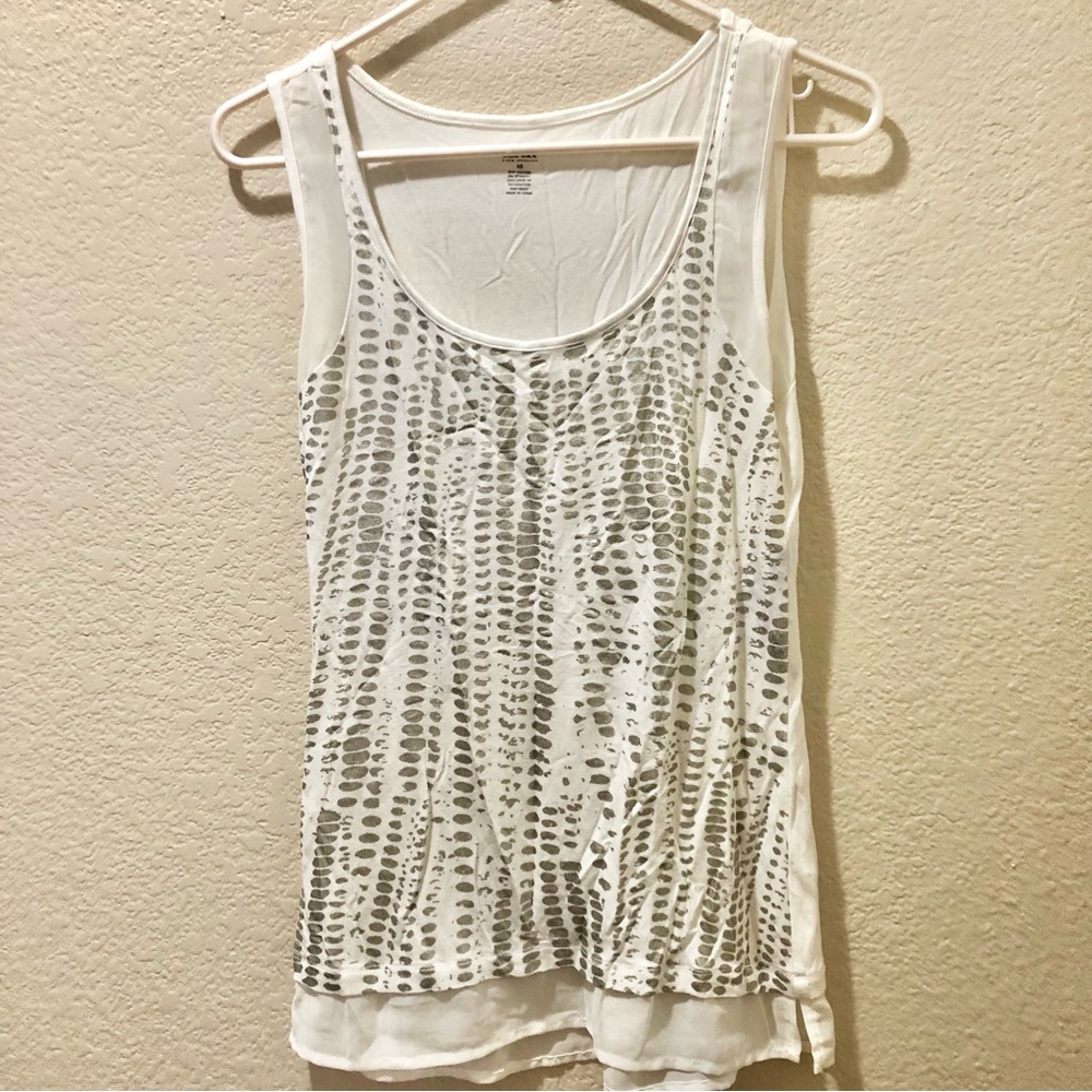 a.n.a White Layered Tank Top with Silver Dot Design